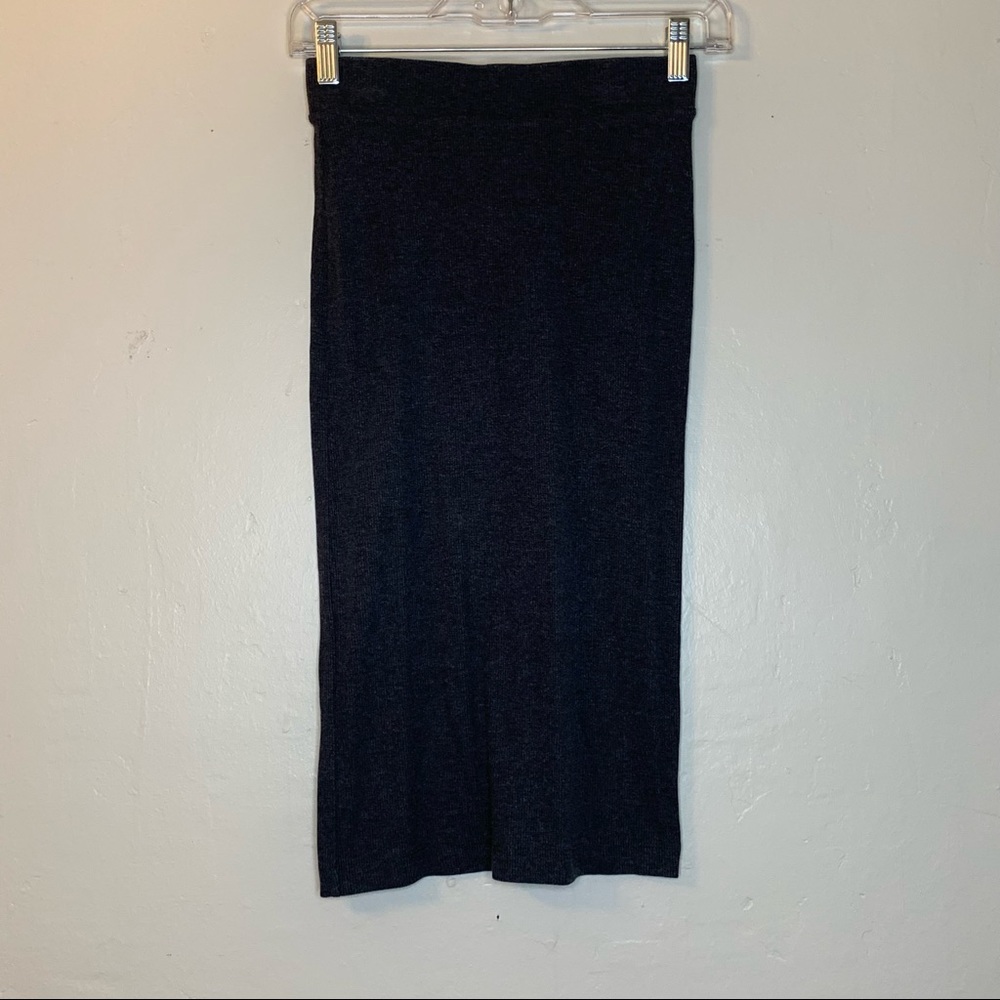 Divided Charcoal Ribbed Slip Skirt